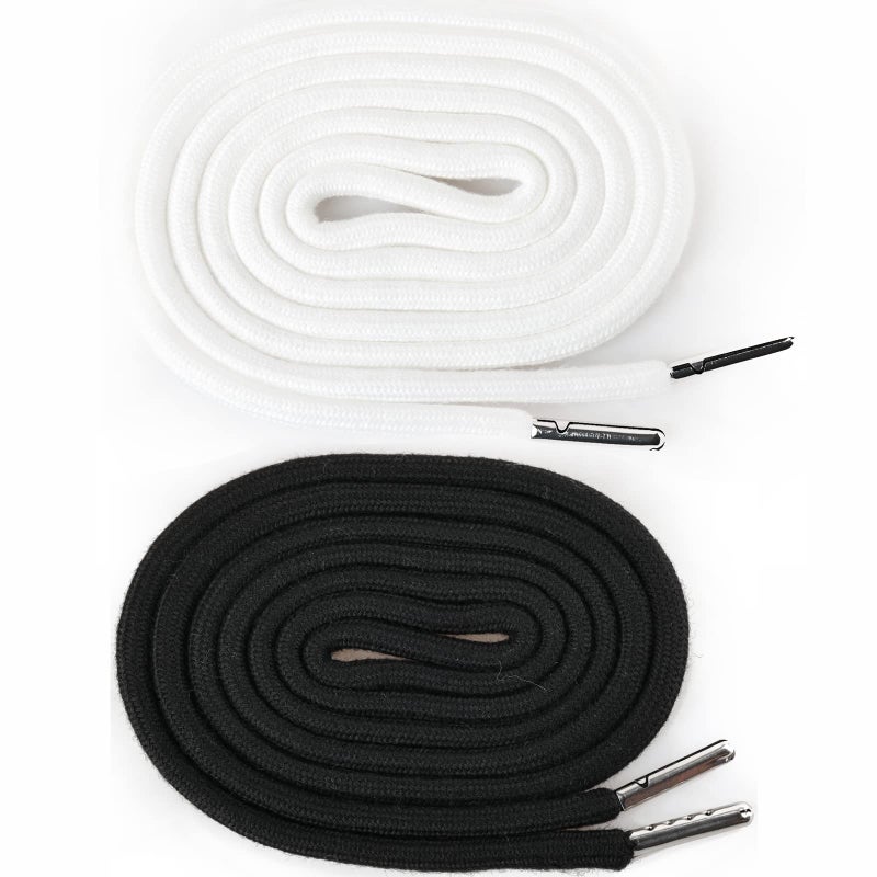 Anjpuy 4 Pieces 53 Inches Drawstring Cords Replacement Drawstrings with Easy Threader for Sweatpants Shorts Pants Hoodies (Black, White) - Image 2